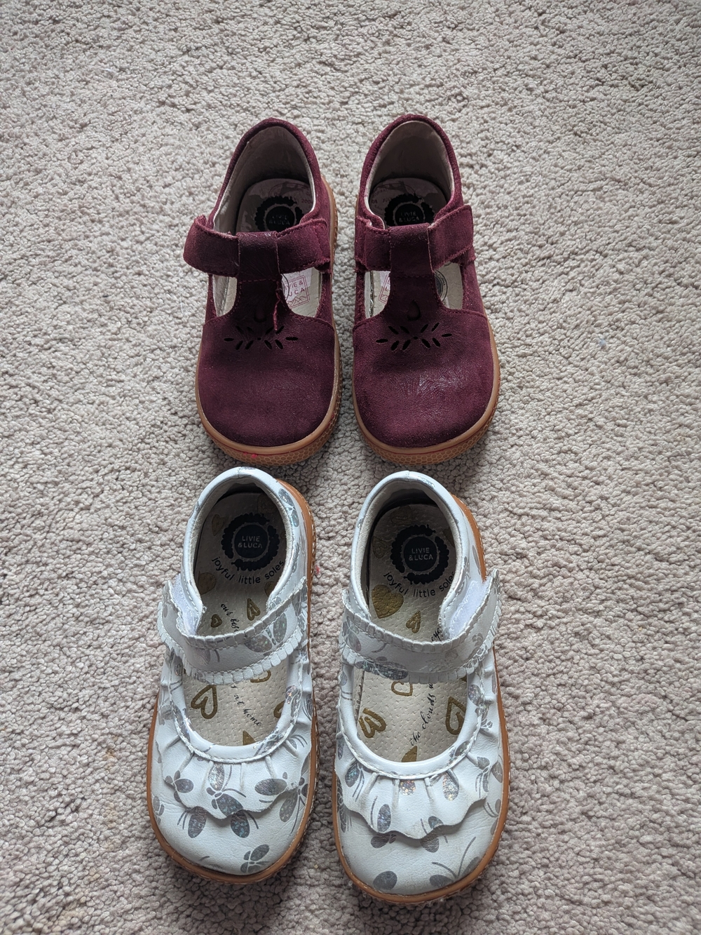 Girls' Burgundy and White Mary Jane Shoes by Livie & Luca